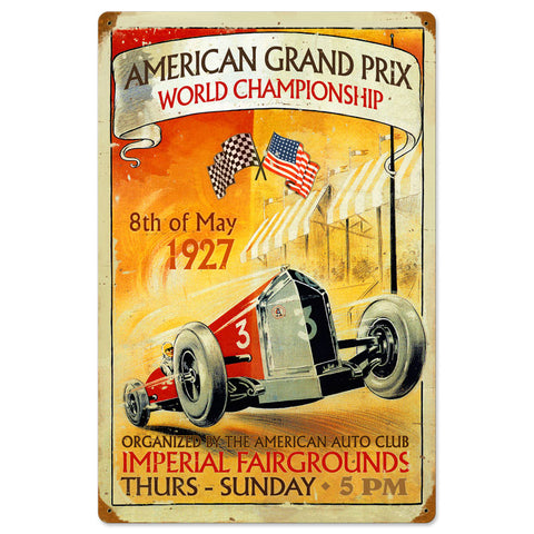 American Grand Prix Metal Sign Wall Decor 16 x 24