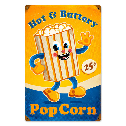 Popcorn Man Metal Sign Wall Decor 12 x 18