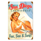San Diego Pinup Metal Sign Wall Decor 12 x 18