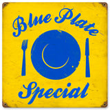 Blue Plate Metal Sign Wall Decor 12 x 12
