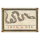 Join or Die Metal Sign Wall Decor 18 x 12