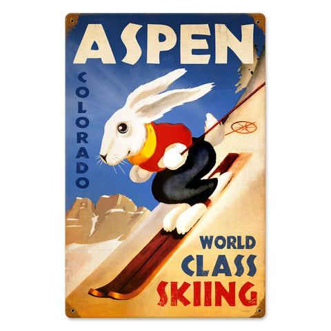 Ski Aspen Metal Sign Wall Decor 12 x 18