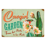 Cowgirl Garden Metal Sign Wall Decor 18 x 12