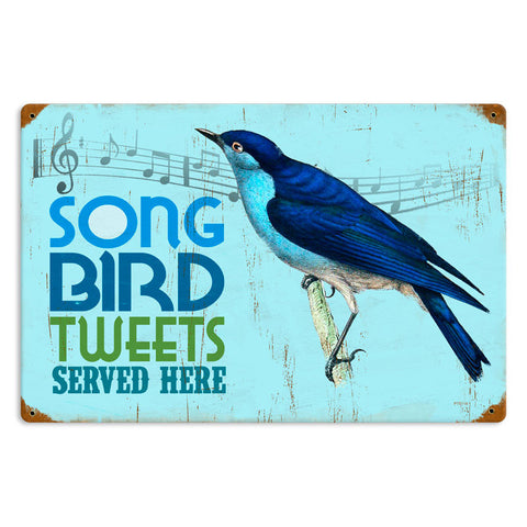 Bird Tweets Metal Sign Wall Decor 18 x 12
