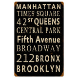 New York Streets Metal Sign Wall Decor 12 x 18