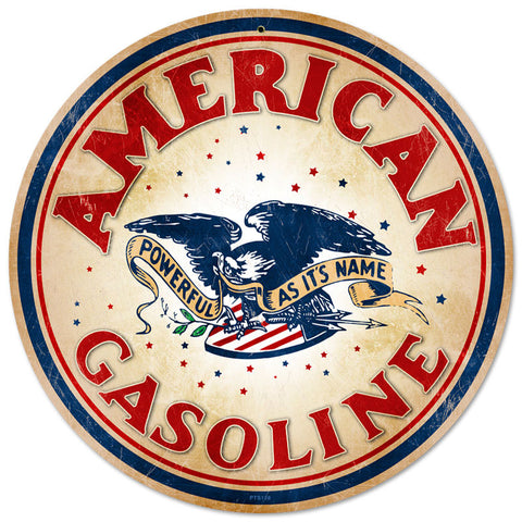 American Gasoline Metal Sign Wall Decor 14 x 14