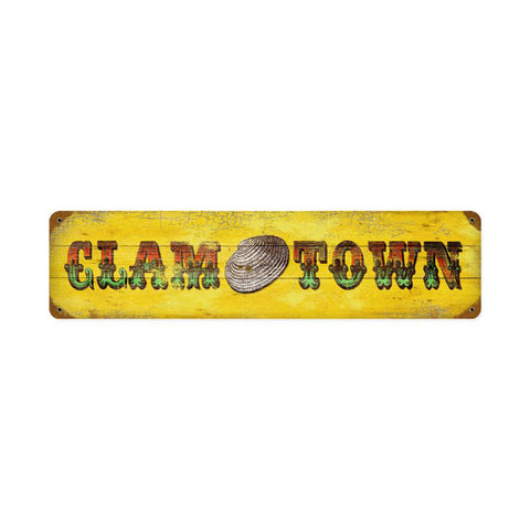 Clam Town Metal Sign Wall Decor 20 x 5
