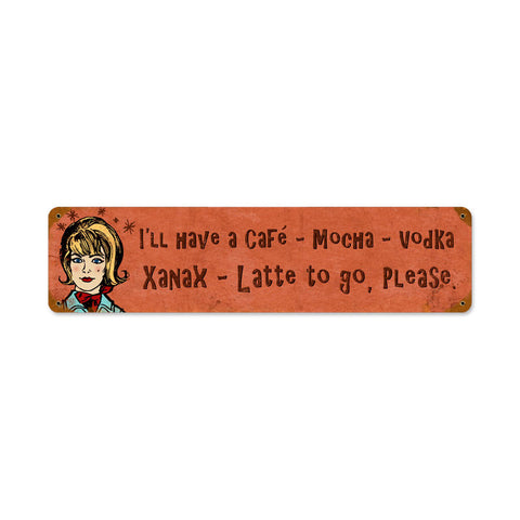 Cafe Xanax Metal Sign Wall Decor 20 x 5