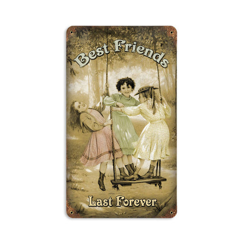 Best Friends Forever Metal Sign Wall Decor 8 x 14