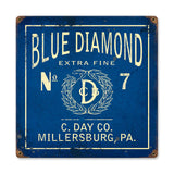 Blue Diamond Metal Sign Wall Decor 12 x 12