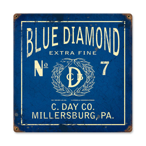 Blue Diamond Metal Sign Wall Decor 12 x 12
