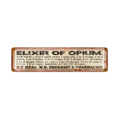 Elixer of Opium Metal Sign Wall Decor 20 x 5