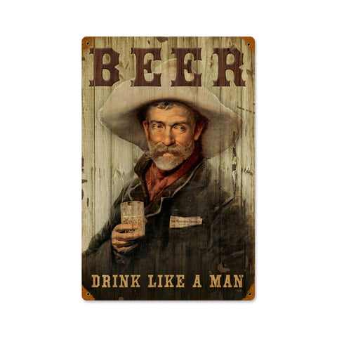 Cowboy Beer Metal Sign Wall Decor 12 x 18