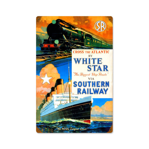 White Star Ship Metal Sign Wall Decor 12 x 18