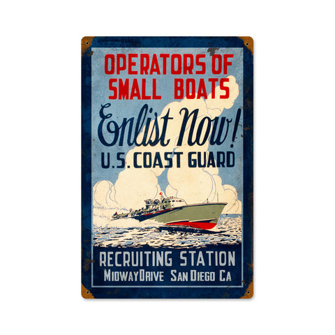 Coast Guard Enlist Metal Sign Wall Decor 12 x 18