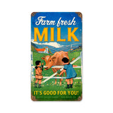 Farm Fresh Milk Metal Sign Wall Decor 8 x 14