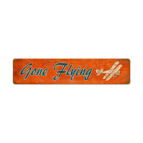 Gone Flying Metal Sign Wall Decor 28 x 6