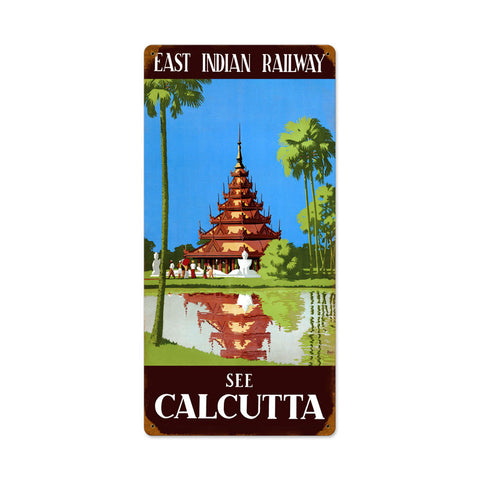 Calcutta Metal Sign Wall Decor 12 x 24