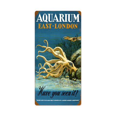 East London Aquarium Metal Sign Wall Decor 12 x 24