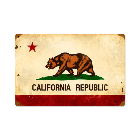 California Flag Metal Sign Wall Decor 18 x 12