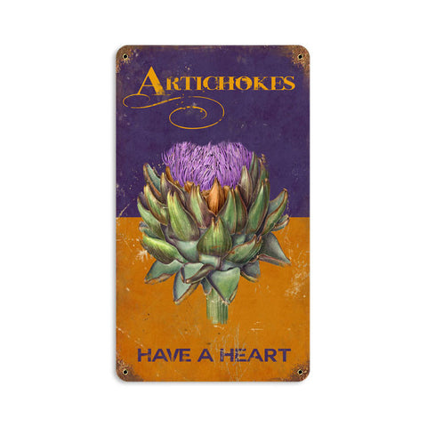 Artichokes Metal Sign Wall Decor 8 x 14