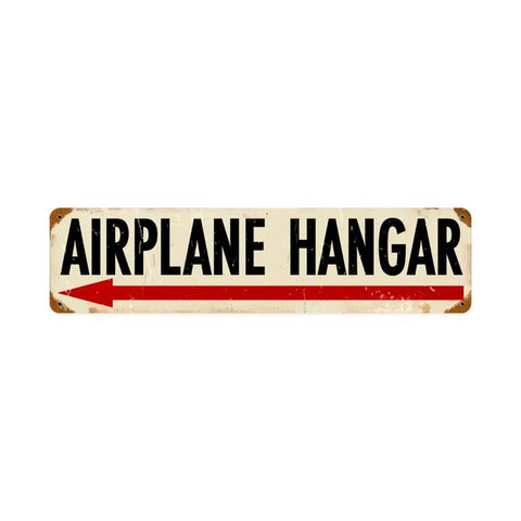 Airplane Hanger Left Metal Sign Wall Decor 20 x 5