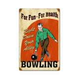 Bowling for Health Metal Sign Wall Decor 12 x 18