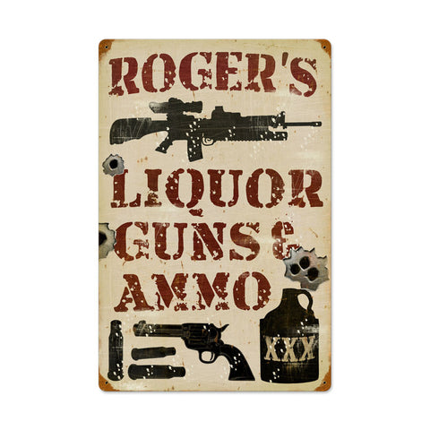 Liquor Guns and Ammo Metal Sign Wall Decor 16 x 24