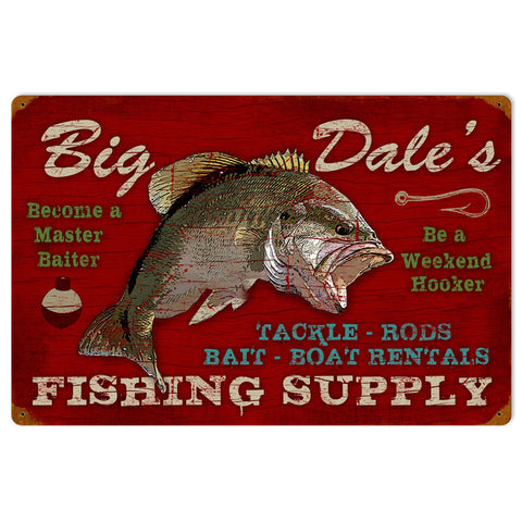 Fishing Supply Metal Sign Wall Decor 16 x 24