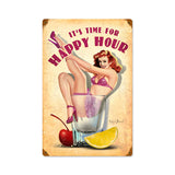Happy Hour Metal Sign Wall Decor 12 x 18