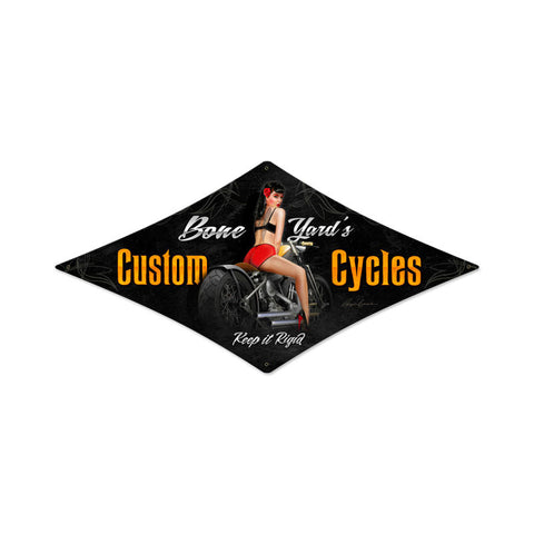 Bone Yard Cycles Metal Sign Wall Decor 22 x 14