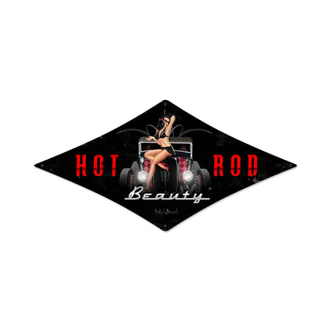 Hot Rod Beauty Metal Sign Wall Decor 22 x 14