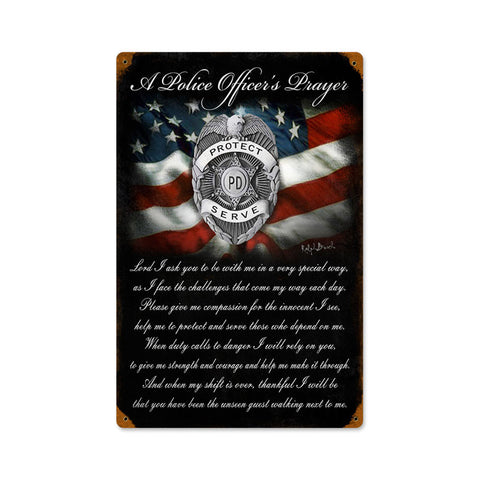 Police Officers Prayer Metal Sign Wall Decor 12 x 18