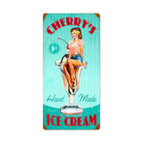 Cherry's Ice Cream Metal Sign Wall Decor 12 x 24