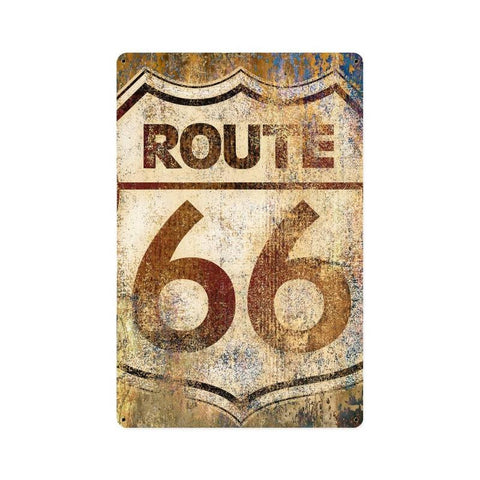 Route 66 Grunge Metal Sign Wall Decor 12 x 18