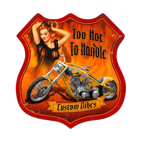 Flames Pinup Metal Sign Wall Decor 15 x 15