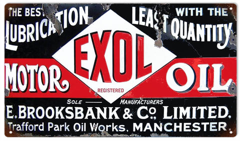 Vintage Exol Oil Sign 8x14