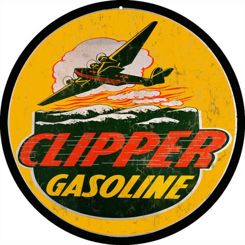 Vintage Clipper Gasoline Sign Round 14