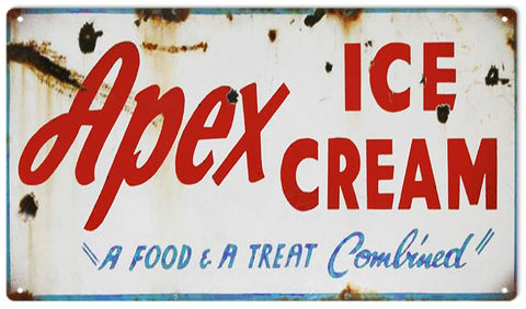 Vintage Apex Ice Cream Sign 8x14