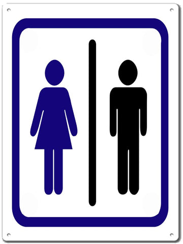 Women And Mens Restroom Sign 9x12