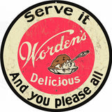 Vintage Wordens Ice Cream Sign 14 Round