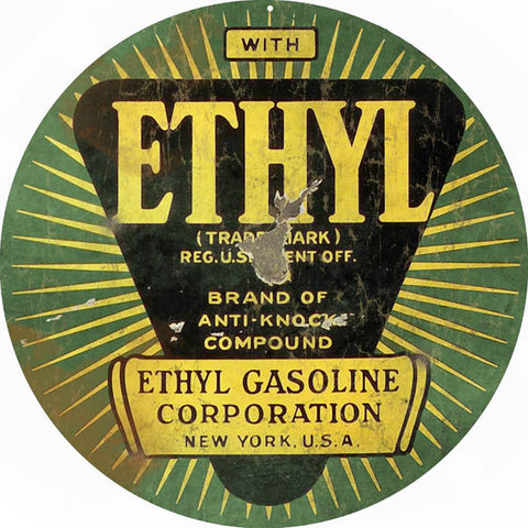 Vinyage Ethyl Gasoline Sign 14 Round