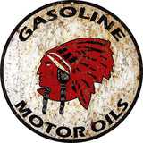 Vintage Indian Gasoline Sign 14 Round