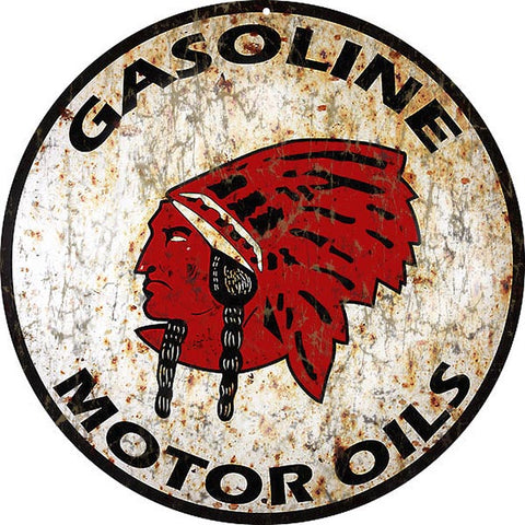 Vintage Indian Gasoline Sign 14 Round