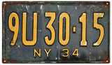 Vintage Old NY License Plate Sign 8x14
