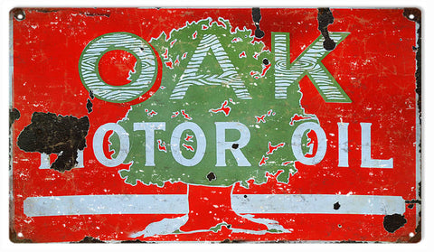 Vintage Oak Motor Oil Sign 8x14