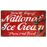 Vintage National Ice Cream Sign 8x14