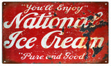 Vintage National Ice Cream Sign 8x14