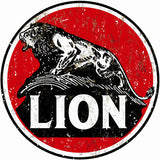 Vintage Lion Motor Oil Sign 18 Round