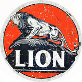 Vintage Orange Lion Motor Oil Sign 14 Round
